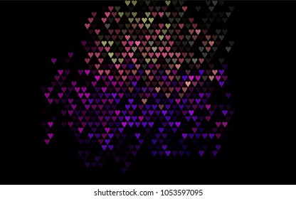 Dark Multicolor, Rainbow vector hearts isolated on white background. Cool pattern in origami style with gradient for Valentine day. Graphic illustration for your business design.