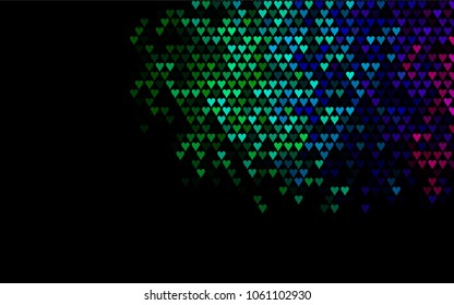 Dark Multicolor, Rainbow vector hearts isolated on white background. Cool pattern in origami style with gradient for Valentine day. Graphic illustration for your business design.