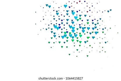 Dark Multicolor, Rainbow vector hearts isolated on white background. Cool pattern in origami style with gradient for Valentine day. Graphic illustration for your business design.