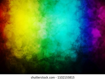 Dark Multicolor, Rainbow vector hexagon mosaic template. Shining illustration, which consist of hexagons. The template can be used as a background for cell phones.
