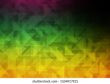 Dark Multicolor, Rainbow vector hexagon mosaic template. Modern geometrical abstract illustration with gradient. Triangular pattern for your business design.