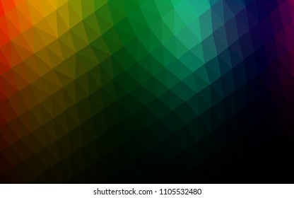 Dark Multicolor, Rainbow vector hexagon mosaic template. Colorful abstract illustration with gradient. The elegant pattern can be used as part of a brand book.