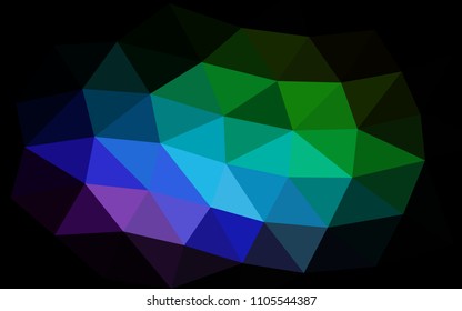 Dark Multicolor, Rainbow vector hexagon mosaic triangle mosaic. Geometric illustration in Origami style with gradient.  A new texture for your design.