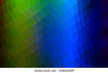 Dark Multicolor, Rainbow vector hexagon mosaic template. An elegant bright illustration with gradient. The best triangular design for your business.