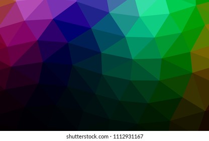 Dark Multicolor, Rainbow vector hexagon mosaic triangle mosaic. Creative geometric illustration in Origami style with gradient. Triangular pattern for your business design.