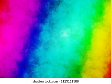 Dark Multicolor, Rainbow vector hexagon mosaic template. Creative illustration in halftone style with gradient. The textured pattern can be used for background.