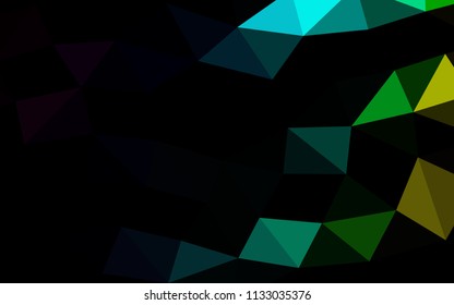 Dark Multicolor, Rainbow vector hexagon mosaic triangle mosaic. Geometric illustration in Origami style with gradient.  The template can be used as a background for cell phones.