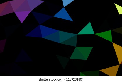 Dark Multicolor, Rainbow vector hexagon mosaic triangle mosaic. Triangular geometric sample with gradient.  A new texture for your design.
