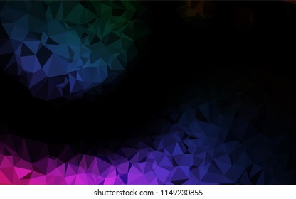 Dark Multicolor, Rainbow vector hexagon mosaic cover. An elegant bright illustration with gradient. Triangular pattern for your business design.