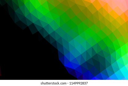 Dark Multicolor, Rainbow vector hexagon mosaic template. Creative illustration in halftone style with gradient. A completely new design for your business.