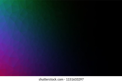 Dark Multicolor, Rainbow vector hexagon mosaic template. A sample with polygonal shapes. Triangular pattern for your business design.