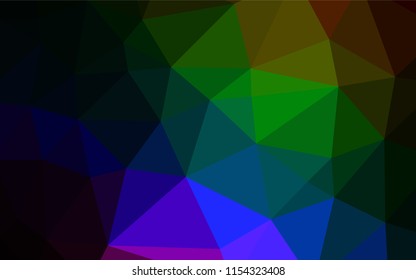Dark Multicolor, Rainbow vector hexagon mosaic texture. Shining illustration, which consist of triangles. The best triangular design for your business.