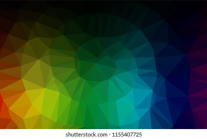 Dark Multicolor, Rainbow vector hexagon mosaic template. Shining colored illustration in a Brand new style. The polygonal design can be used for your web site.