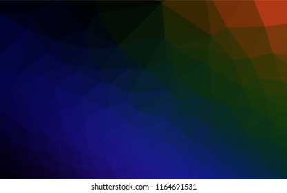 Dark Multicolor, Rainbow vector hexagon mosaic template. Shining illustration, which consist of triangles. The completely new template can be used for your brand book.
