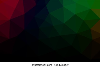 Dark Multicolor, Rainbow vector hexagon mosaic template. A sample with polygonal shapes. Triangular pattern for your business design.