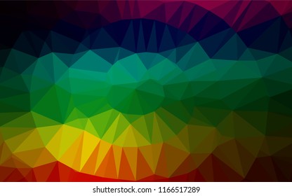 Dark Multicolor, Rainbow vector hexagon mosaic template. Creative illustration in halftone style with gradient. The textured pattern can be used for background.