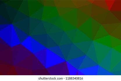 Dark Multicolor, Rainbow vector hexagon mosaic template. Shining illustration, which consist of triangles. Triangular pattern for your business design.