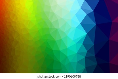 Dark Multicolor, Rainbow vector hexagon mosaic texture. Shining colored illustration in a Brand new style. Triangular pattern for your business design.