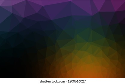Dark Multicolor, Rainbow vector hexagon mosaic template. Colorful abstract illustration with gradient. The textured pattern can be used for background.