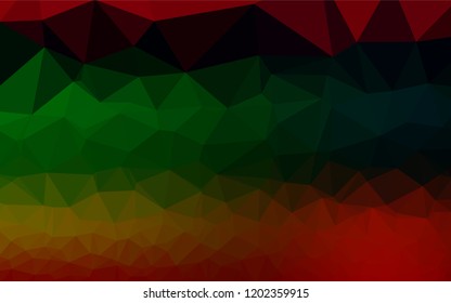 Dark Multicolor, Rainbow vector hexagon mosaic template. Geometric illustration in Origami style with gradient.  The best triangular design for your business.