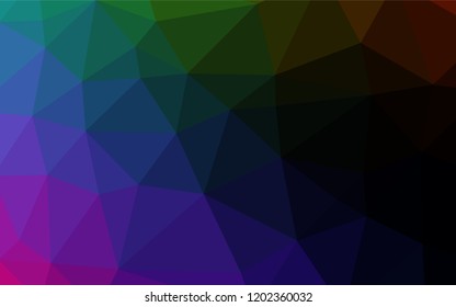 Dark Multicolor, Rainbow vector hexagon mosaic texture. Triangular geometric sample with gradient.  The polygonal design can be used for your web site.