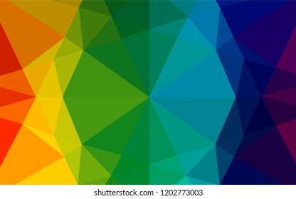 Dark Multicolor, Rainbow vector hexagon mosaic template. Shining colored illustration in a Brand new style. The polygonal design can be used for your web site.