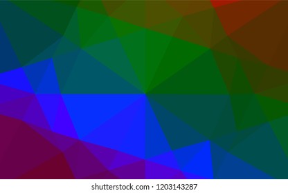 Dark Multicolor, Rainbow vector hexagon mosaic template. Shining colored illustration in a Brand new style. The best triangular design for your business.