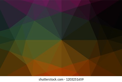 Dark Multicolor, Rainbow vector hexagon mosaic template. Shining illustration, which consist of triangles. A new texture for your design.