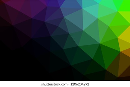 Dark Multicolor, Rainbow vector hexagon mosaic template. Colorful illustration in abstract style with gradient. The polygonal design can be used for your web site.