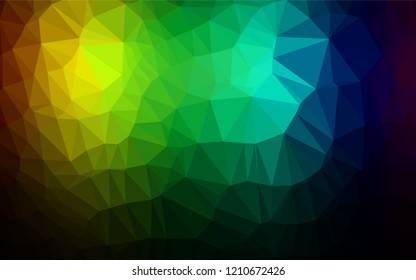 Dark Multicolor, Rainbow vector hexagon mosaic texture. Creative illustration in halftone style with gradient. Triangular pattern for your business design.