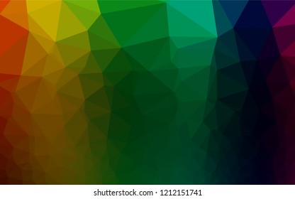 Dark Multicolor, Rainbow vector hexagon mosaic template. A sample with polygonal shapes. The template can be used as a background for cell phones.