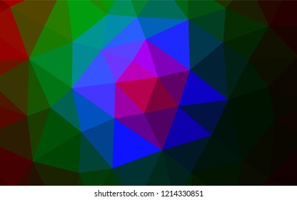 Dark Multicolor, Rainbow vector hexagon mosaic template. A vague abstract illustration with gradient. The template can be used as a background for cell phones.