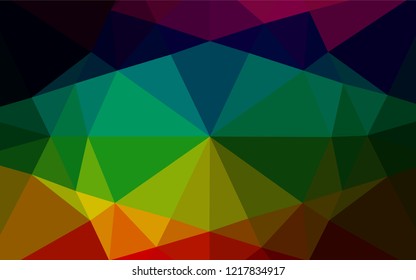 Dark Multicolor, Rainbow vector hexagon mosaic cover. Geometric illustration in Origami style with gradient.  The completely new template can be used for your brand book.