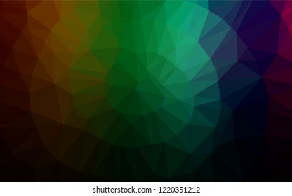 Dark Multicolor, Rainbow vector hexagon mosaic template. Geometric illustration in Origami style with gradient.  The best triangular design for your business.