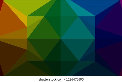 Dark Multicolor, Rainbow vector hexagon mosaic template. A sample with polygonal shapes. A new texture for your design.