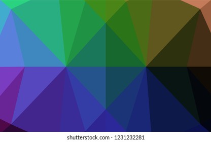 Dark Multicolor, Rainbow vector hexagon mosaic template. A sample with polygonal shapes. The best triangular design for your business.