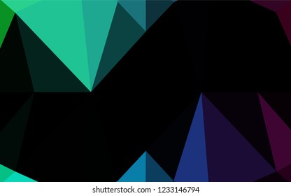 Dark Multicolor, Rainbow vector hexagon mosaic cover. Geometric illustration in Origami style with gradient.  A new texture for your design.