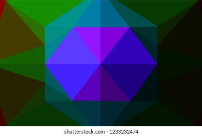 Dark Multicolor, Rainbow vector hexagon mosaic cover. A sample with polygonal shapes. Triangular pattern for your business design.