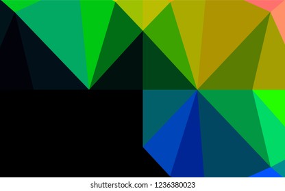 Dark Multicolor, Rainbow vector hexagon mosaic texture. Geometric illustration in Origami style with gradient.  A completely new design for your business.