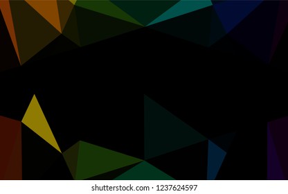 Dark Multicolor, Rainbow vector hexagon mosaic template. Colorful illustration in abstract style with gradient. The template can be used as a background for cell phones.