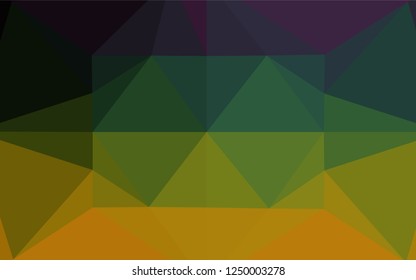 Dark Multicolor, Rainbow vector hexagon mosaic template. Triangular geometric sample with gradient.  The textured pattern can be used for background.