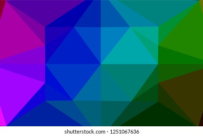 Dark Multicolor, Rainbow vector hexagon mosaic cover. Shining illustration, which consist of triangles. The template can be used as a background for cell phones.