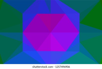 Dark Multicolor, Rainbow vector hexagon mosaic template. Shining illustration, which consist of triangles. The elegant pattern can be used as part of a brand book.