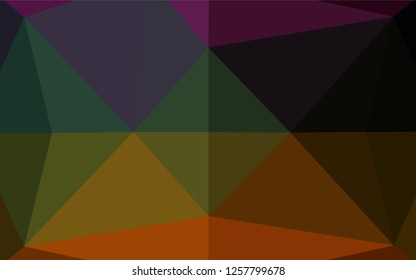 Dark Multicolor, Rainbow vector hexagon mosaic texture. Triangular geometric sample with gradient.  Triangular pattern for your business design.