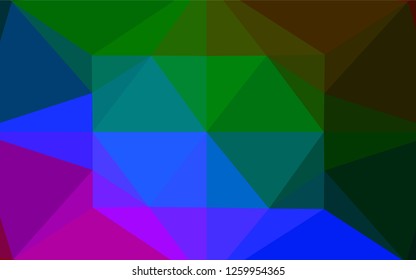 Dark Multicolor, Rainbow vector hexagon mosaic template. Geometric illustration in Origami style with gradient.  The polygonal design can be used for your web site.