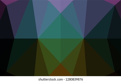 Dark Multicolor, Rainbow vector hexagon mosaic texture. Shining illustration, which consist of triangles. The best triangular design for your business.