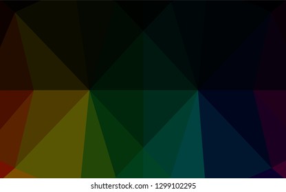 Dark Multicolor, Rainbow vector hexagon mosaic texture. Creative geometric illustration in Origami style with gradient. The best triangular design for your business.