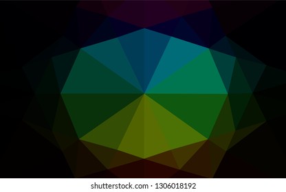 Dark Multicolor, Rainbow vector hexagon mosaic texture. Geometric illustration in Origami style with gradient.  The best triangular design for your business.