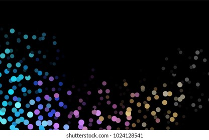 Dark Multicolor, Rainbow vector illustration which consist of circles. Dotted gradient design for your business. Creative geometric background in halftone style with colored spots.