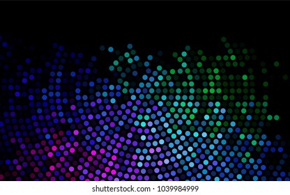 Dark Multicolor, Rainbow vector illustration which consist of circles. Dotted gradient design for your business. Creative geometric background in halftone style with colored spots.